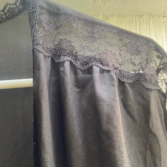 Vintage Annique by Rosa black satin three piece lounge nightwear set ladies med - Picture 12 of 15